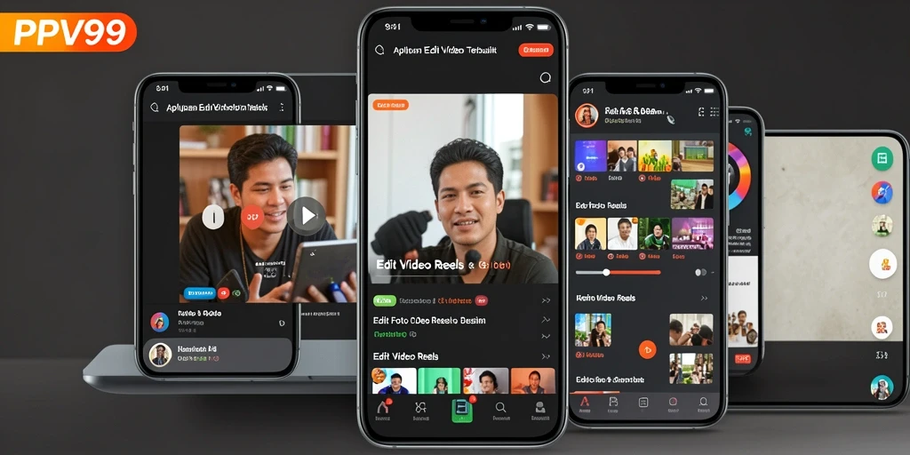 Antarmuka pengguna intuitif PPV99 untuk editing video reels.