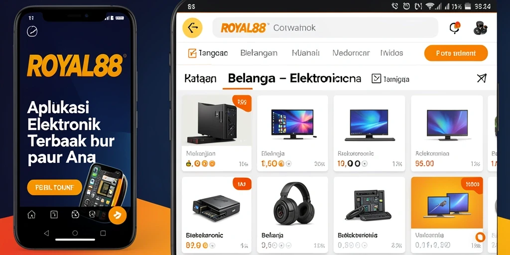 Tampilan antarmuka utama aplikasi ROYAL88 untuk belanja elektronik.