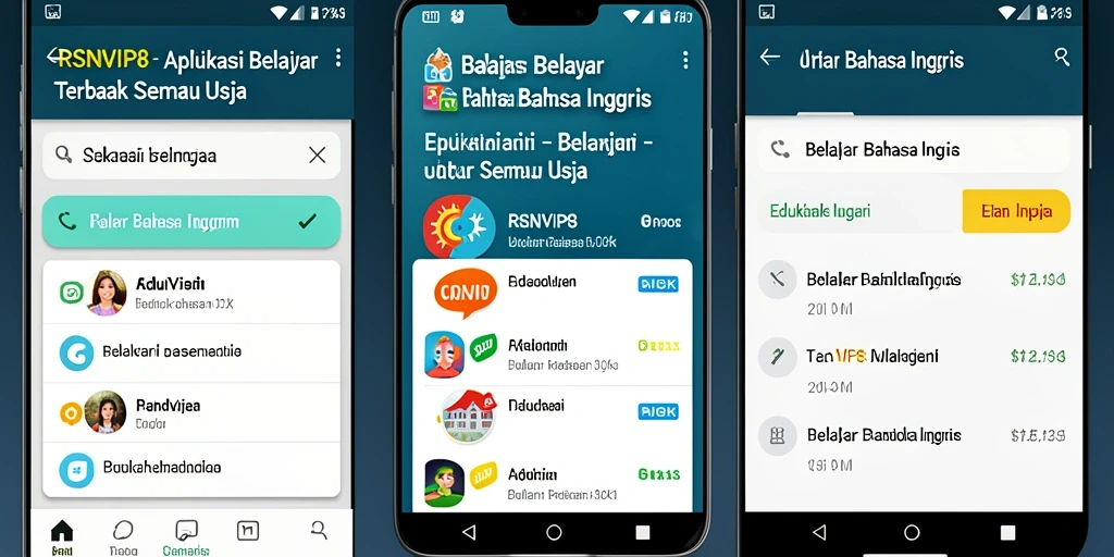 Tampilan antarmuka RSNVIP8 dengan fungsi Belajar Bahasa Inggris yang interaktif.