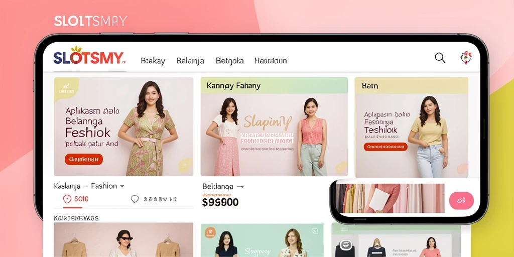 Tampilan antarmuka SLOTSMY yang modern dan menarik untuk belanja fashion.