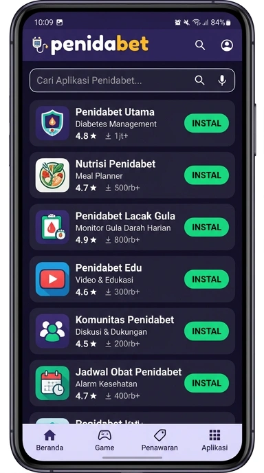 Tampilan katalog aplikasi penidabet