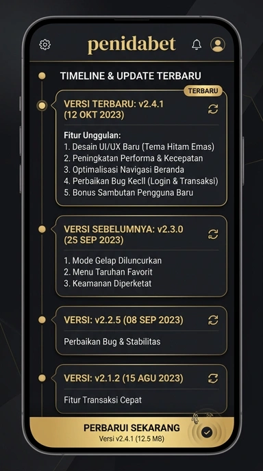 Tampilan riwayat versi penidabet